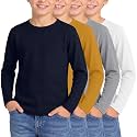 4 Pack Boys Long Sleeve Waffle Knit Thermal Shirts