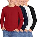 4 Pack Boys Long Sleeve Waffle Knit Thermal Shirts