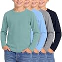 4 Pack Boys Long Sleeve Waffle Knit Thermal Shirts