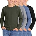 4 Pack Boys Long Sleeve Waffle Knit Thermal Shirts