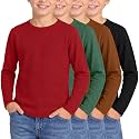 4 Pack Boys Long Sleeve Waffle Knit Thermal Shirts