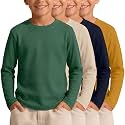 4 Pack Boys Long Sleeve Waffle Knit Thermal Shirts