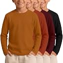 4 Pack Boys Long Sleeve Waffle Knit Thermal Shirts