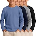 4 Pack Boys Long Sleeve Waffle Knit Thermal Shirts