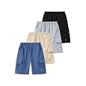 4 Pack Boys Pull on Jogger Shorts Cargo Shorts with Pocket 3-14Y