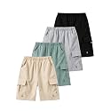 4 Pack Boys Pull on Jogger Shorts Cargo Shorts with Pocket 3-14Y