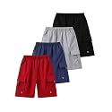 4 Pack Boys Pull on Jogger Shorts Cargo Shorts with Pocket 3-14Y