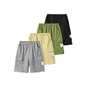 4 Pack Boys Pull on Jogger Shorts Cargo Shorts with Pocket 3-14Y