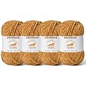 4 Pack Brown Fluffy Velvet Yarn for Crocheting, Chunky Chenille Baby Blanket Yarn for Crochet, Soft Fuzzy Puzzle Yarn for Knitting, (100g/3.53oz Each) Bulky Thick Amigurumi Crochet Yarns