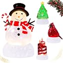 4 Pack Christmas Snow Globes Tree Snowman Cardinal Candle with 8 Songs Music Box and 6H Timer USB & Battery Powered Water Globe Swirling Glitter for Holiday Decorations (Tree Snowman Cardinal Candle)