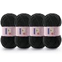 Chunky Chenille Yarn for Crocheting, #6 Black Baby Blanket Yarn for Crochet