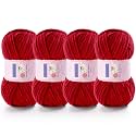 Chunky Chenille Yarn for Crocheting, #6 Red Baby Blanket Yarn for Crochet