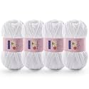 Chunky Chenille Yarn for Crocheting, #6 White Baby Blanket Yarn for Crochet