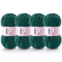 Chunky Chenille Yarn for Crocheting, #6 Green Baby Blanket Yarn for Crochet
