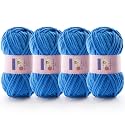 Chunky Chenille Yarn for Crocheting, #6 Blue Baby Blanket Yarn for Crochet