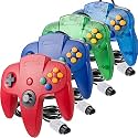 4 Pack Classic 64 Controller, suily Game pad Joystick for 64 - Plug &amp; Play (Non PC USB Version) (Red/Blue/Clear Green/Clear Blue)