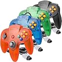 4 Pack Classic 64 Controller, suily Game pad Joystick for 64 - Plug &amp; Play (Non PC USB Version) (Black/Clear Green/Clear Blue/Clear Orange)