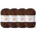 4 Pack Coffee Fluffy Velvet Yarn for Crocheting, Chunky Chenille Baby Blanket Yarn for Crochet, Soft Fuzzy Puzzle Yarn for Knitting, (100g/3.53oz Each) Bulky Thick Amigurumi Crochet Yarns