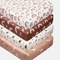 4 Pack Crib Sheets Boho Nursery Sheets Sunshine and Rainbow Desdign Neutral Unisex Fitted Baby Standard Crib Sheets for Baby Boys or Girls (Crib Sheets)