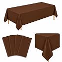 4 Pack Dark Brown Plastic Tablecloths, 54 x 108 Inch Disposable Covers