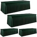4 Pack Dark Green Spandex Table Clothes for 8 Foot Rectangle Tables, Wrinkle Free Fitted Stretch Tablecloths with Table Skirt for Wedding, Christmas, Thanksgiving, Farmhouse,Banquet & Event