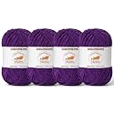 4 Pack Dark Purple Fluffy Velvet Yarn for Crocheting, Chunky Chenille Baby Blanket Yarn for Crochet, Soft Fuzzy Puzzle Yarn for Knitting, (100g/3.53oz Each) Bulky Thick Amigurumi Crochet Yarns