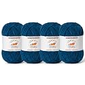 4 Pack Denim Blue Fluffy Velvet Yarn for Crocheting, Chunky Chenille Baby Blanket Yarn for Crochet, Soft Fuzzy Puzzle Yarn for Knitting, (100g/3.53oz Each) Bulky Thick Amigurumi Crochet Yarns