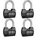 4 Pack disecu 4-Digit Combination Lock, Waterproof Outdoor Padlock for School Gym Locker, Sports Locker, Shed, Storage Unit (Black)