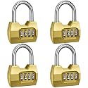 4 Pack disecu 4 Digit Combination Lock, Outdoor Waterproof Padlock for School Gym Locker, Fence, Gate, Shed, Storage Unit, Case, Toolbox (Gold)