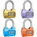 4 Pack disecu 4 Digit Combination Lock, Outdoor Waterproof Padlock for School Gym Locker, Fence, Gate, Shed, Storage Unit, Case, Toolbox (Varicolored)