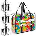 4 Pack Extra Large Clear Toy Storage Bags, 16x20x7 in, Black