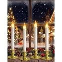 4-Pack Flameless Window Candles Battery Operated with Timer,3D Flickering Flame, Battery Operated LED Candlesticks with Suction Cups for Christmas Holiday Home Window Decor
