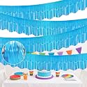 4 Pack Foil Fringe Garland, 39 Ft Parade Float Tinsel Streamers Banner Table Skirts for for for Trailer Car Birthday Graduation Homecoming Wedding Neon Party Decor (Blue)