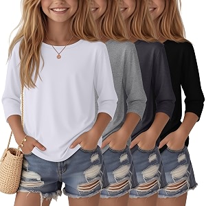 4 Pack Girls 3 4 Sleeve T