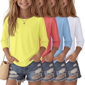 4 Pack Girls 3 4 Sleeve T