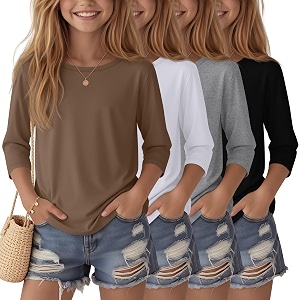 4 Pack Girls 3 4 Sleeve T