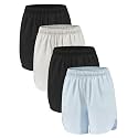 4 Pack Girls Athletic Shorts,Girls Basketball Shorts,Kids Workout Soccer Short for Girl with Drawstring & Pockets
