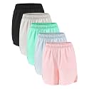 4 Pack Girls Athletic Shorts,Girls Basketball Shorts,Kids Workout Soccer Short for Girl with Drawstring &amp; Pockets