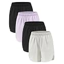 4 Pack Girls Athletic Shorts,Girls Basketball Shorts,Kids Workout Soccer Short for Girl with Drawstring & Pockets