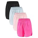 4 Pack Girls Athletic Shorts,Girls Basketball Shorts,Kids Workout Soccer Short for Girl with Drawstring &amp; Pockets