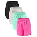 4 Pack Girls Athletic Shorts,Girls Basketball Shorts,Kids Workout Soccer Short for Girl with Drawstring &amp; Pockets