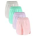 4 Pack Girls Athletic Shorts,Girls Basketball Shorts,Kids Workout Soccer Short for Girl with Drawstring &amp; Pockets