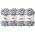 4 Pack Grayish Fluffy Velvet Yarn for Crocheting, Chunky Chenille Baby Blanket Yarn for Crochet, Soft Fuzzy Puzzle Yarn for Knitting, (100g/3.53oz Each) Bulky Thick Amigurumi Crochet Yarns