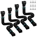 4 Pack Gutter Downspout Extensions for Rainwater Drainage, 4” Diameter Thickened Flexible Downspout Extender Extendable from 21" to 67"(Black)