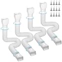 4 Pack Gutter Downspout Extensions for Rainwater Drainage, 4” Diameter Thickened Flexible Downspout Extender Extendable from 21" to 67"(White)