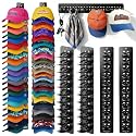 4 Pack Hat Organizer for Baseball Caps, Detachable DIY Hat Rack for Wall Hat Holder Hold up to 44 Hats, Baseball Cap Organizer Cap Holder Hat Hangers for Wall Closet Door Bedroom(4pcs,Black)