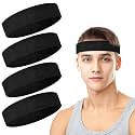 4 Pack Cotton Terry Sweat Headbands for Men Women Running Gym