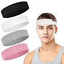 4 Pack Cotton Terry Sweat Headbands for Men Women Running Gym
