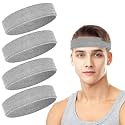 4 Pack Cotton Terry Sweat Headbands for Men Women Running Gym