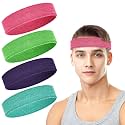 4 Pack Cotton Terry Sweat Headbands for Men Women Running Gym